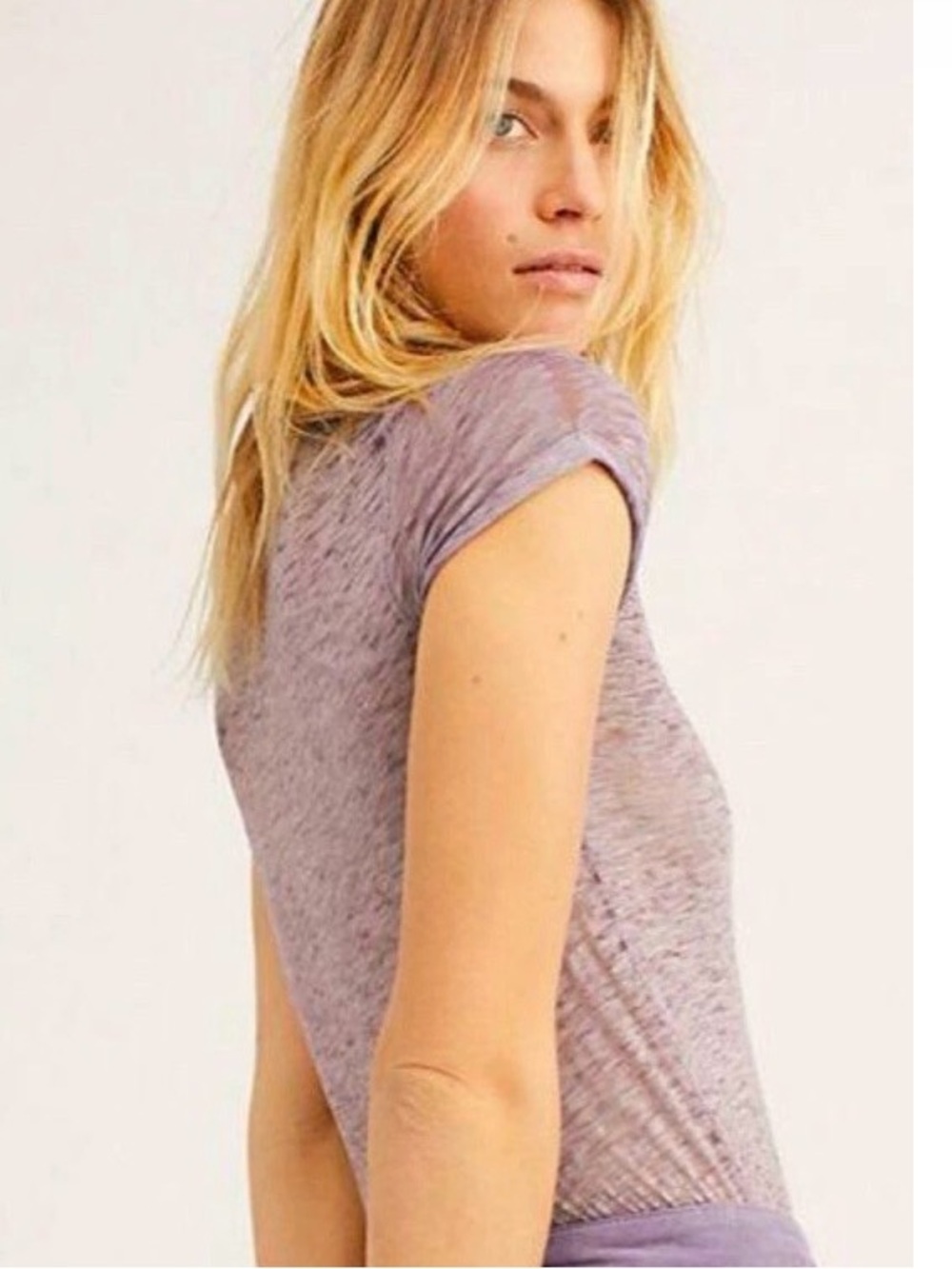 We The Free soft Purple Night Sky-tee Burn out semi-sheer Size Large